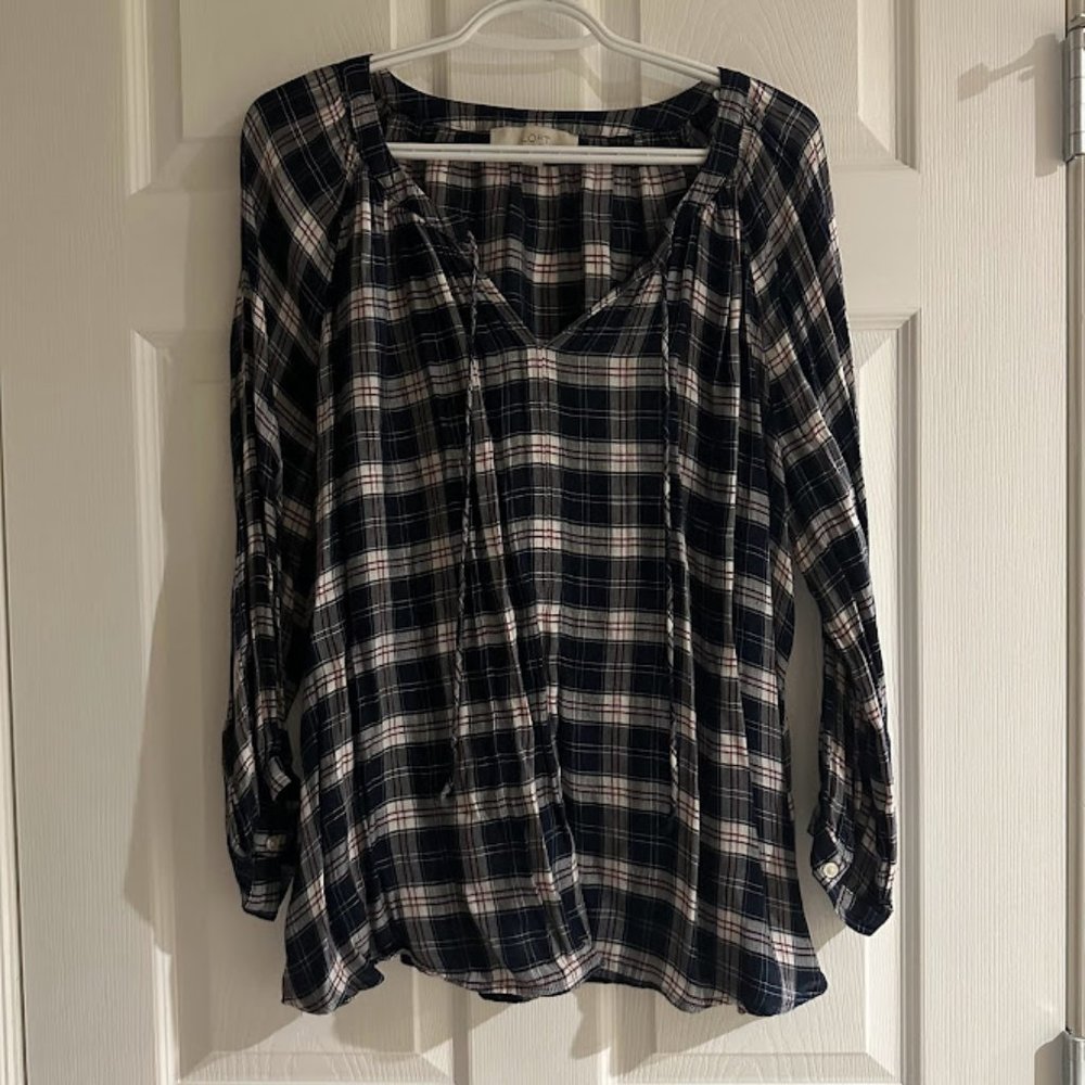 Size L Loft Plaid Blouse